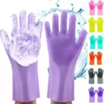 Magic Silicone Dishwashing Gloves with Scrubber