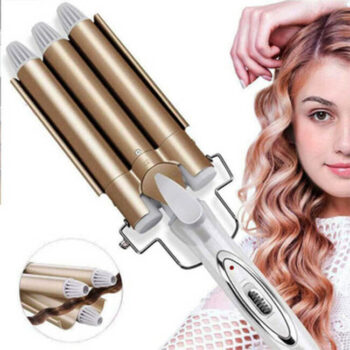 3 Barrel Curling - Dee Banna Tourmaline Ceramic Hair Curler Iron Wand, Hair Waver for Beachy/Frizz Free Waves